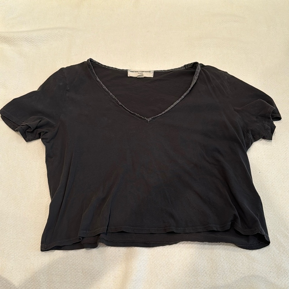 Project Social T Urban Outfitters Black Crop T-shirt